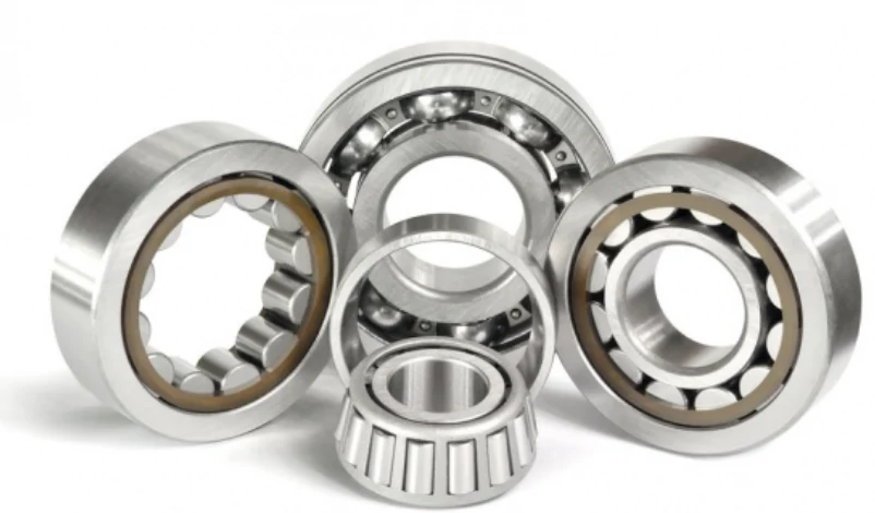 A group of ball and roller bearings