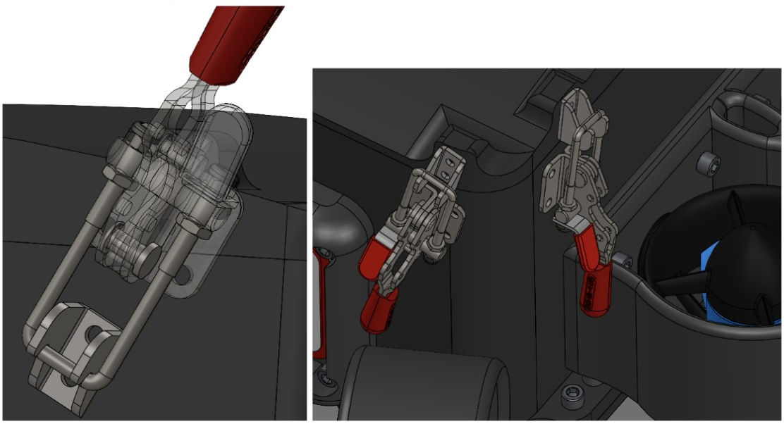 CAD model of the latch geometry on Crush’s lid